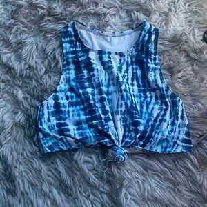 Blue tie-die tie crop top